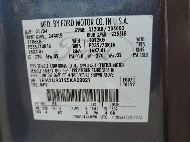 2005 Ford Escape Xlt VIN: 1FMYU93125KA08821 Lot: 56609224