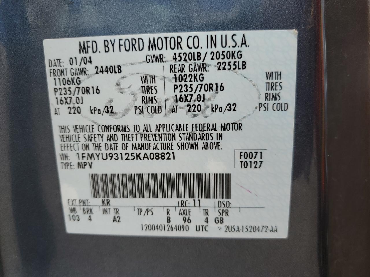 1FMYU93125KA08821 2005 Ford Escape Xlt