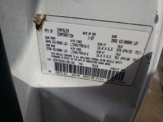 1997 Dodge Ram 2500 VIN: 1B7KC26Z6VJ561192 Lot: 59142584