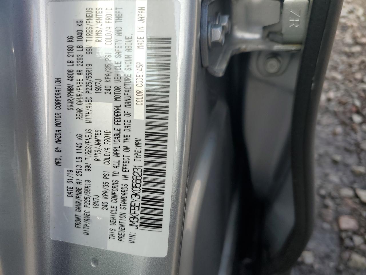 JM3KFBEY3K0566231 2019 Mazda Cx-5 Signature