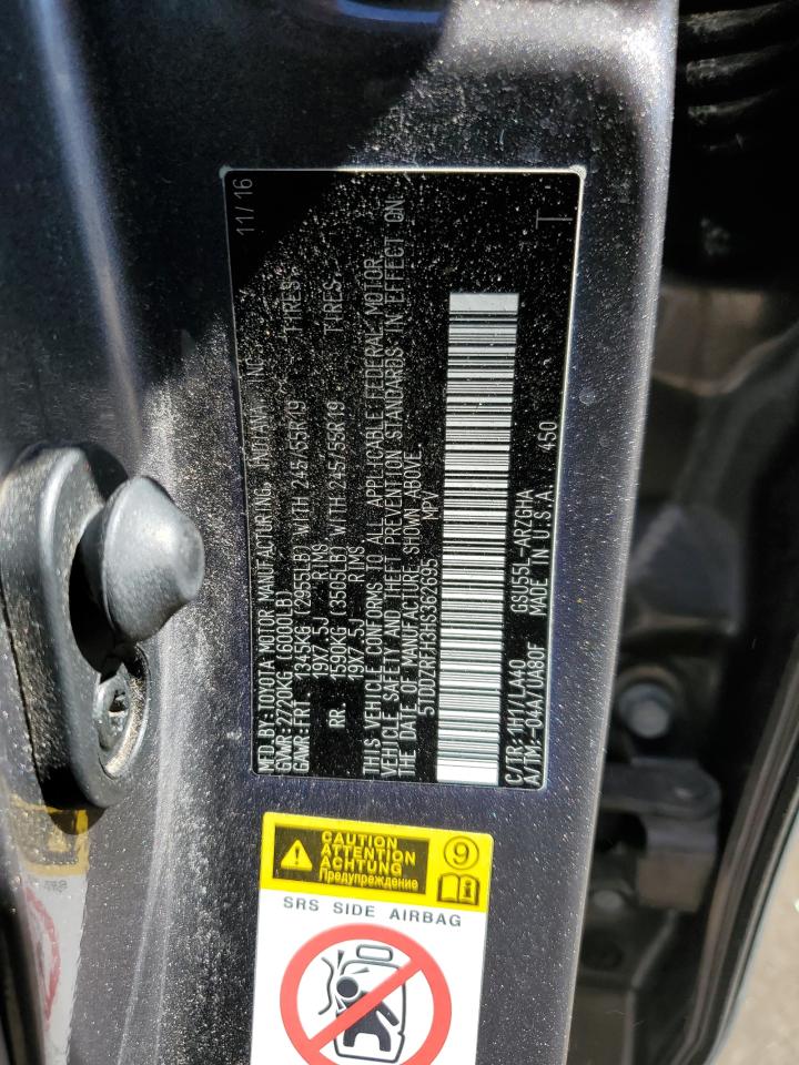 5TDDZRFH3HS362695 2017 Toyota Highlander Limited