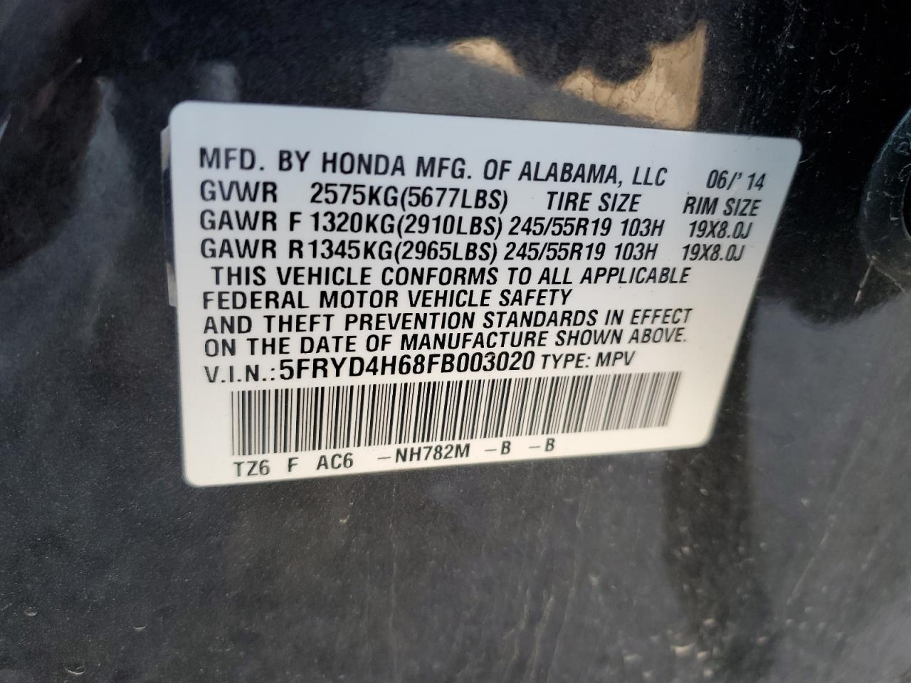 5FRYD4H68FB003020 2015 Acura Mdx Technology