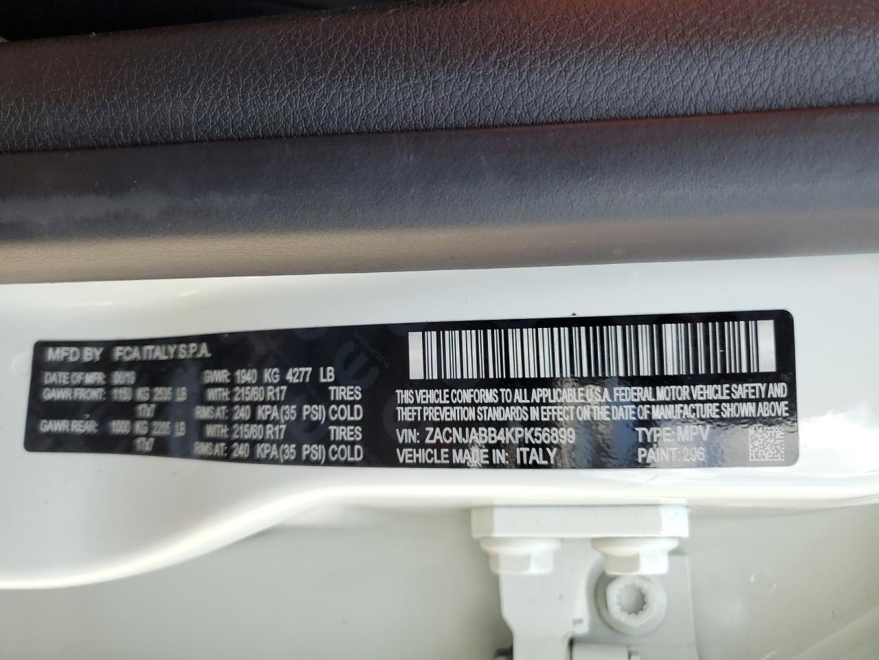 ZACNJABB4KPK56899 2019 Jeep Renegade Latitude