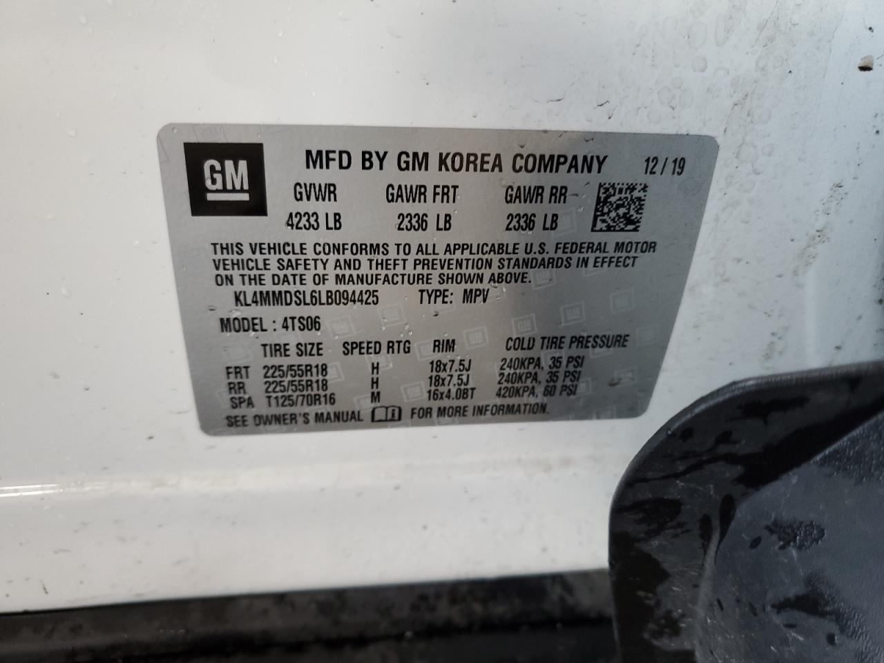 KL4MMDSL6LB094425 2020 Buick Encore Gx Select