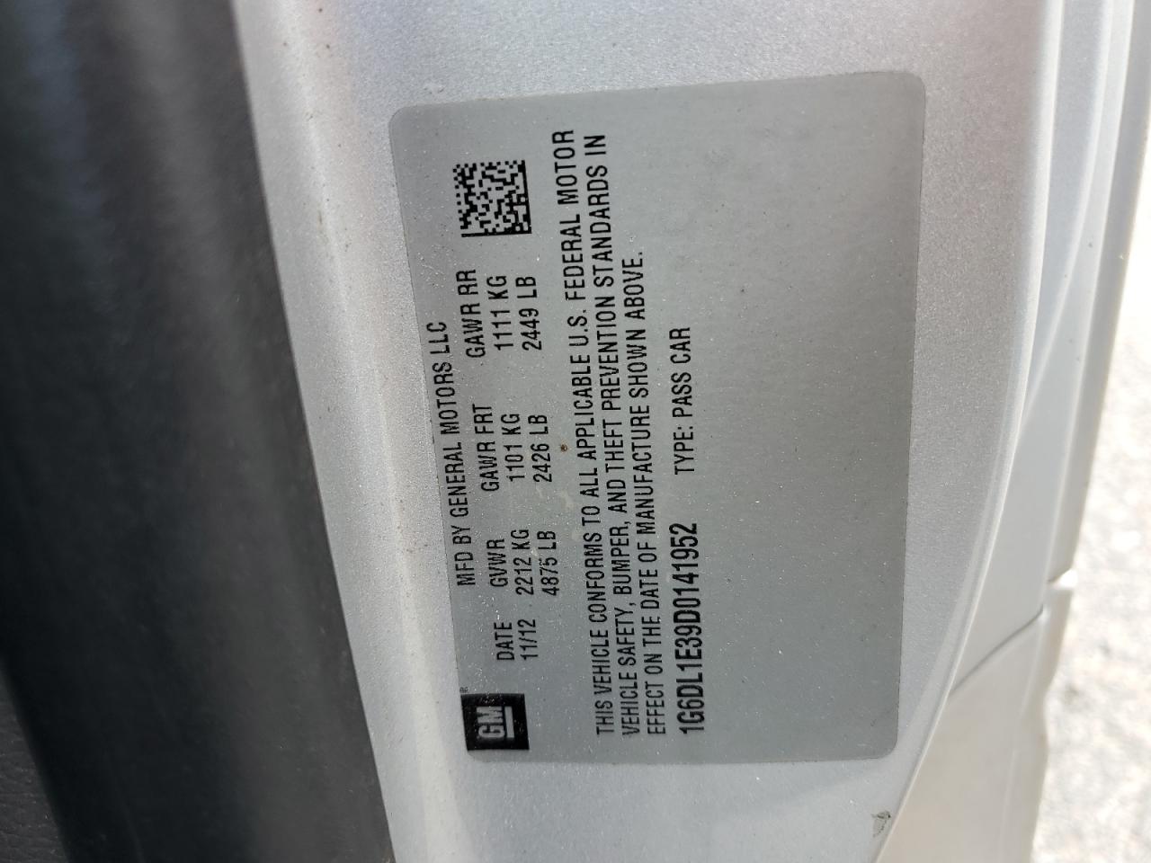 1G6DL1E39D0141952 2013 Cadillac Cts Performance Collection