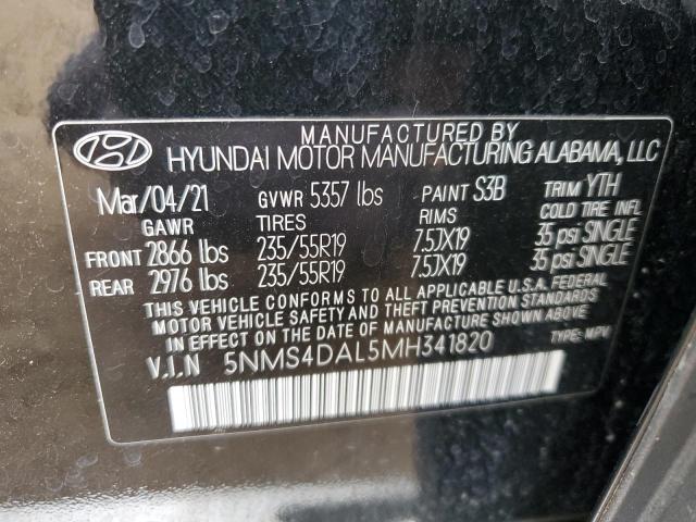 2021 Hyundai Santa Fe Limited VIN: 5NMS4DAL5MH341820 Lot: 58179684