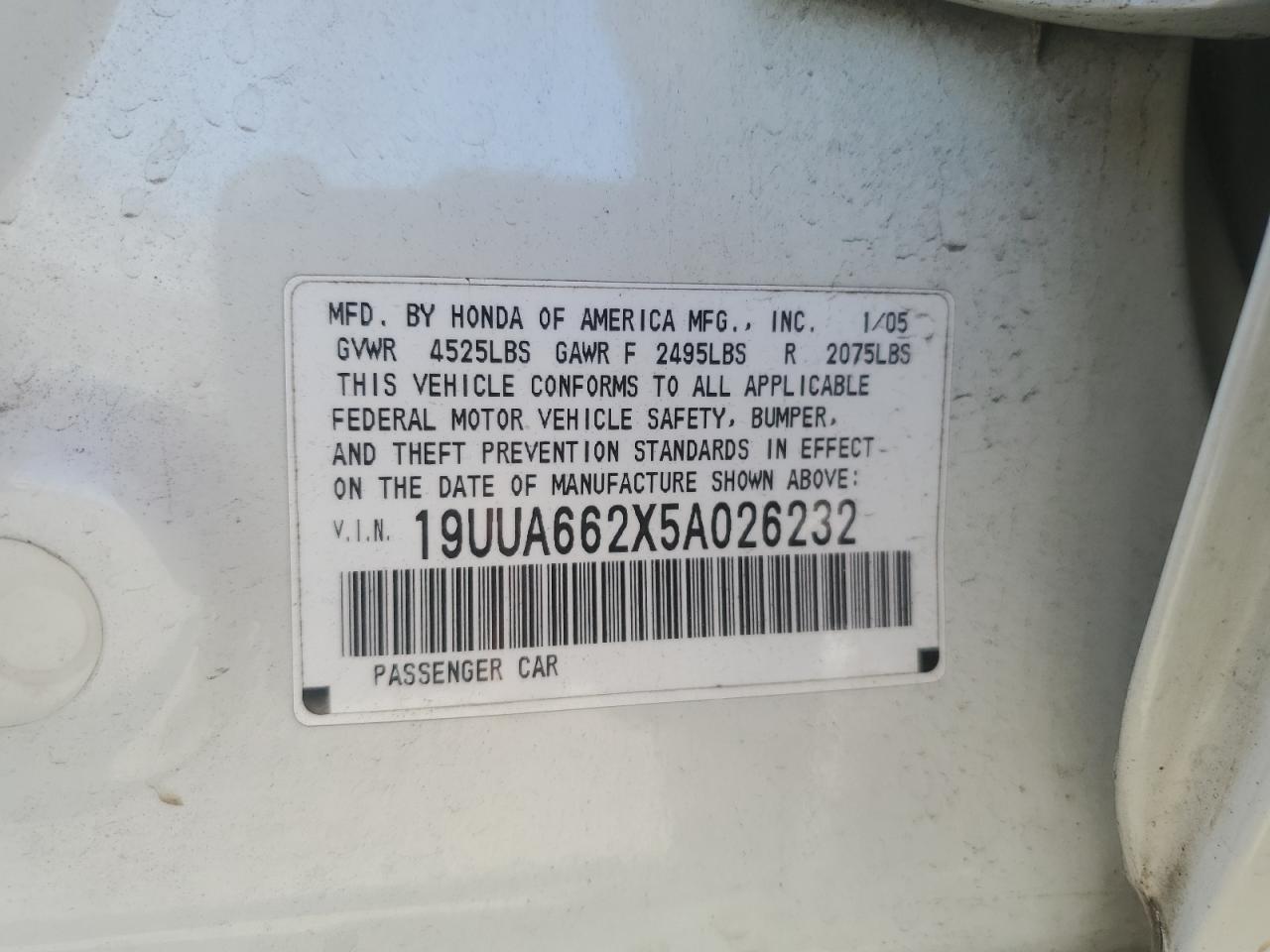 19UUA662X5A026232 2005 Acura Tl