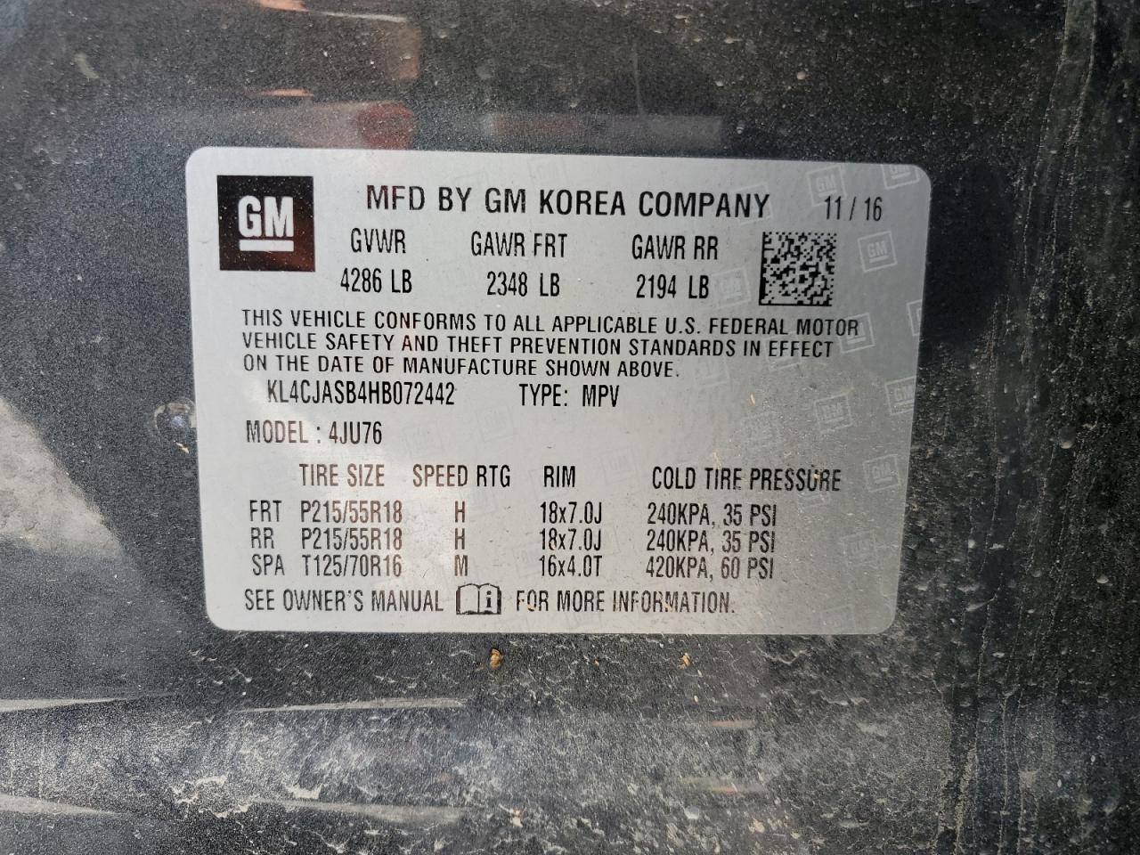 KL4CJASB4HB072442 2017 Buick Encore Preferred