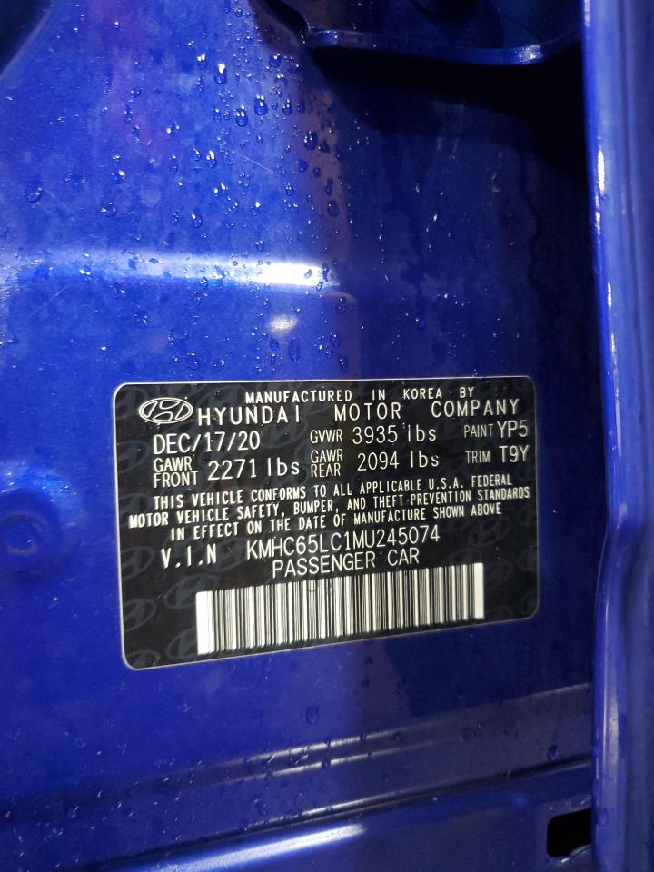 KMHC65LC1MU245074 2021 Hyundai Ioniq Blue