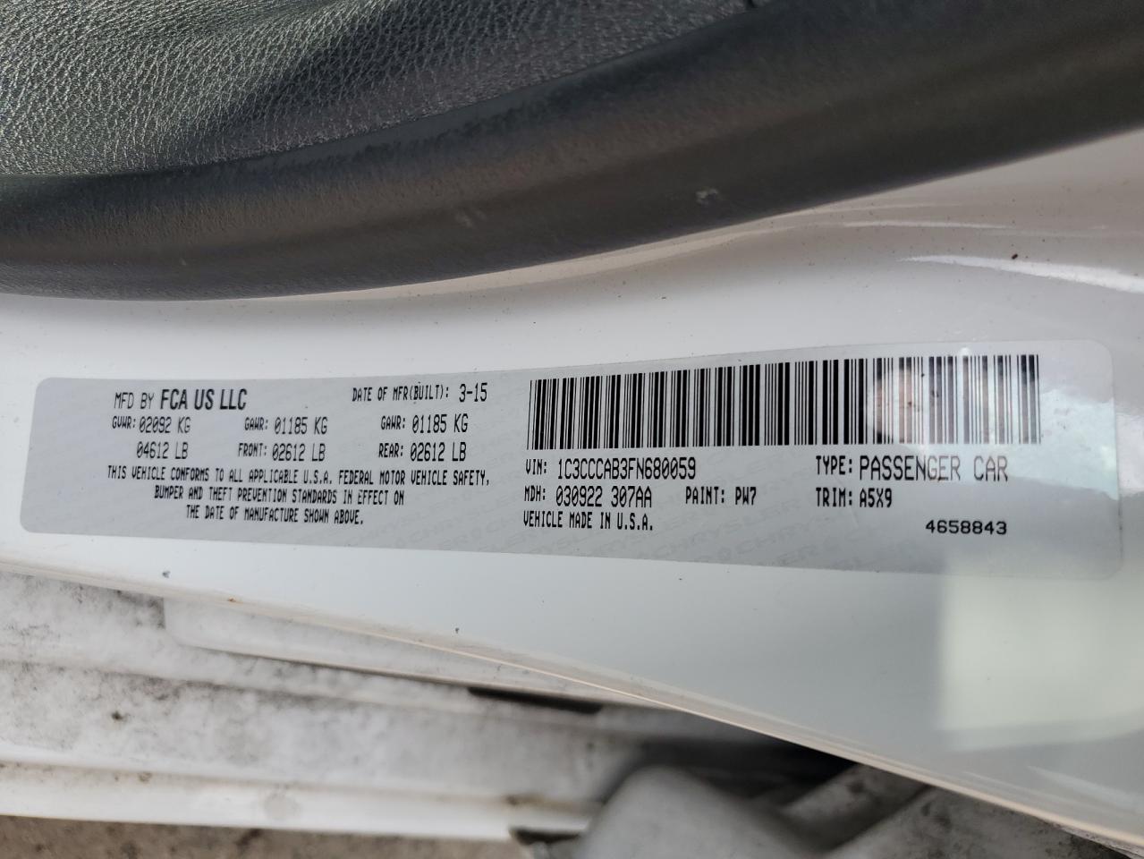 1C3CCCAB3FN680059 2015 Chrysler 200 Limited