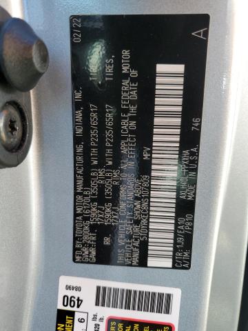 2022 Toyota Sienna Xle VIN: 5TDYRKEC8NS107809 Lot: 60428104