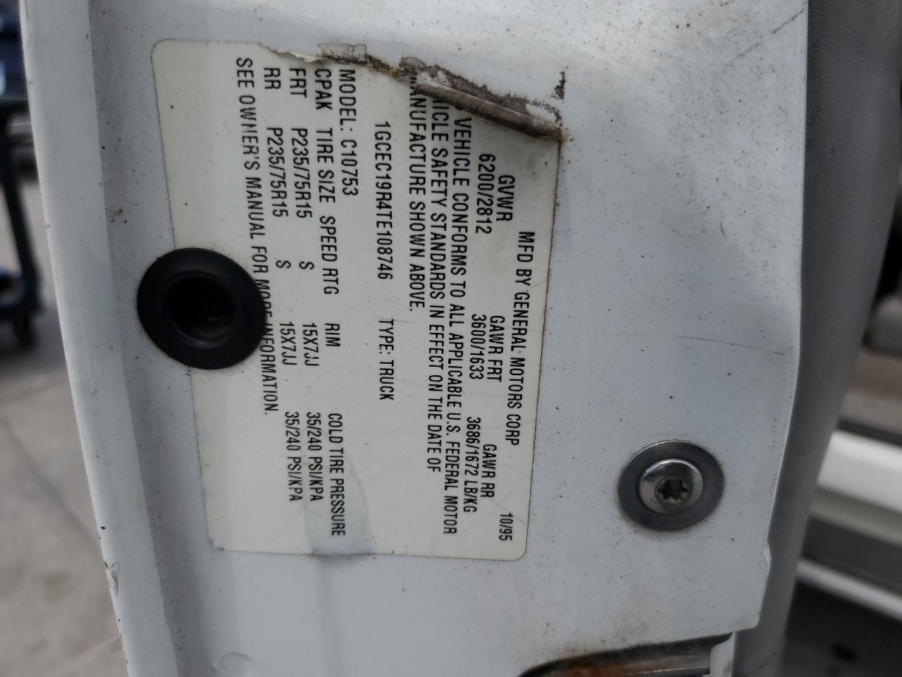 1GCEC19R4TE108746 1996 Chevrolet Gmt-400 C1500