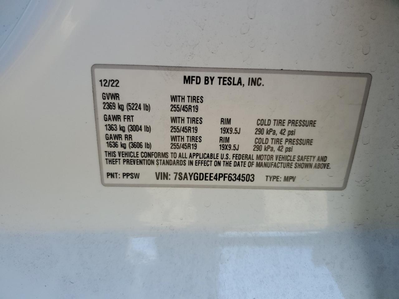 7SAYGDEE4PF634503 2023 Tesla Model Y