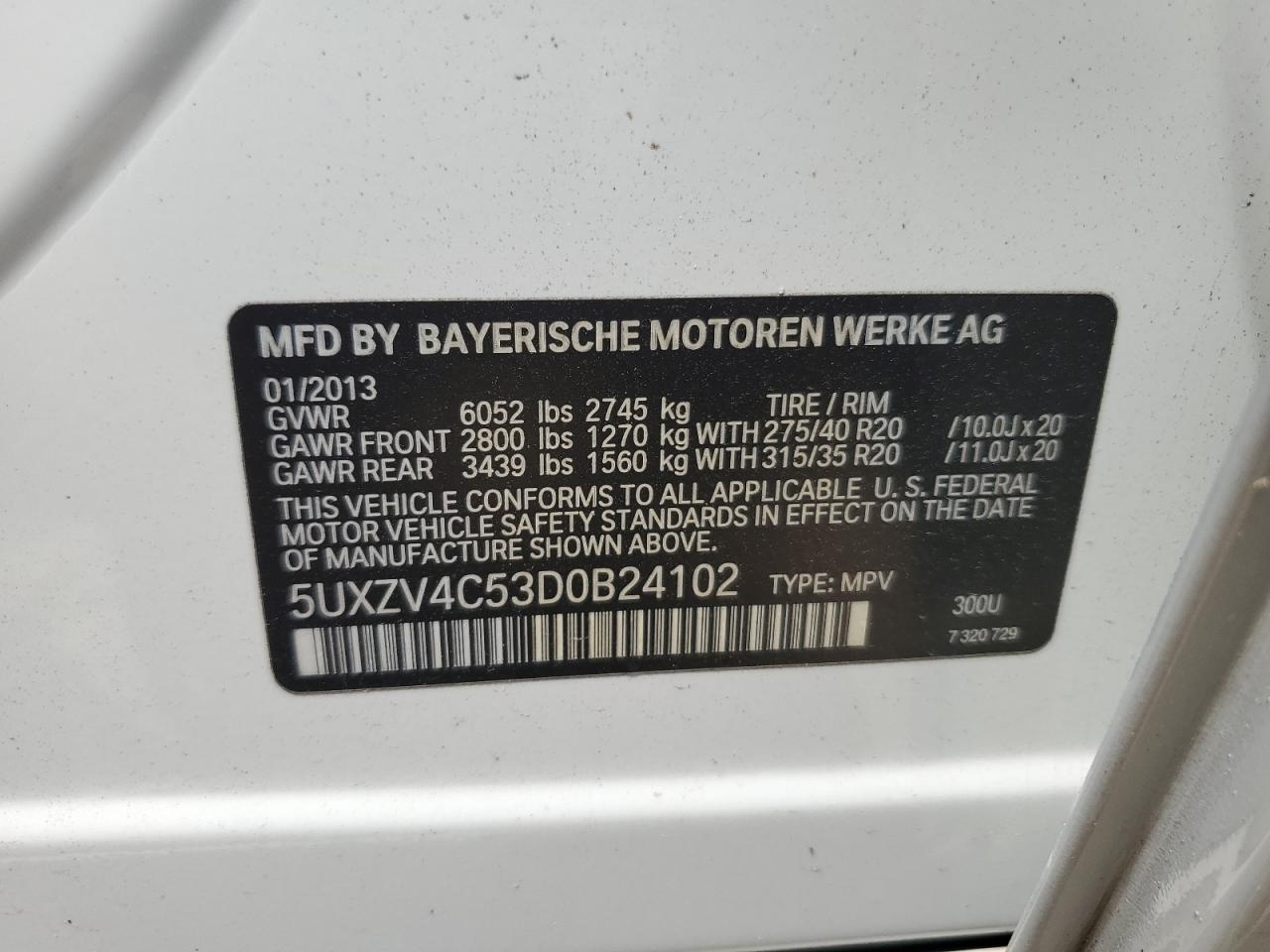 5UXZV4C53D0B24102 2013 BMW X5 xDrive35I