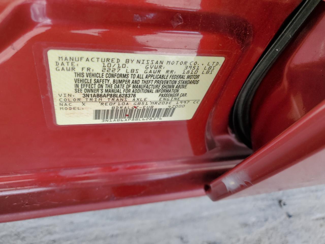 3N1AB6AP8BL628376 2011 Nissan Sentra 2.0