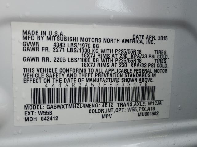 2015 MITSUBISHI OUTLANDER - 4A4AR3AW3FE033478