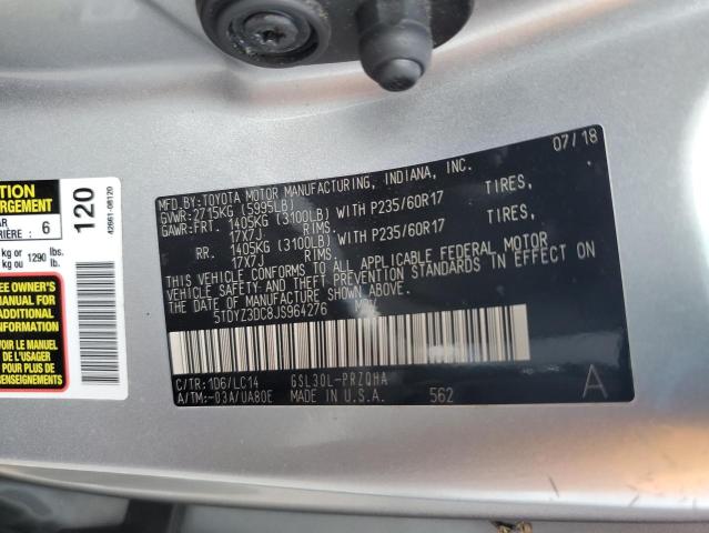 VIN 5TDYZ3DC8JS964276 2018 Toyota Sienna, Xle no.14