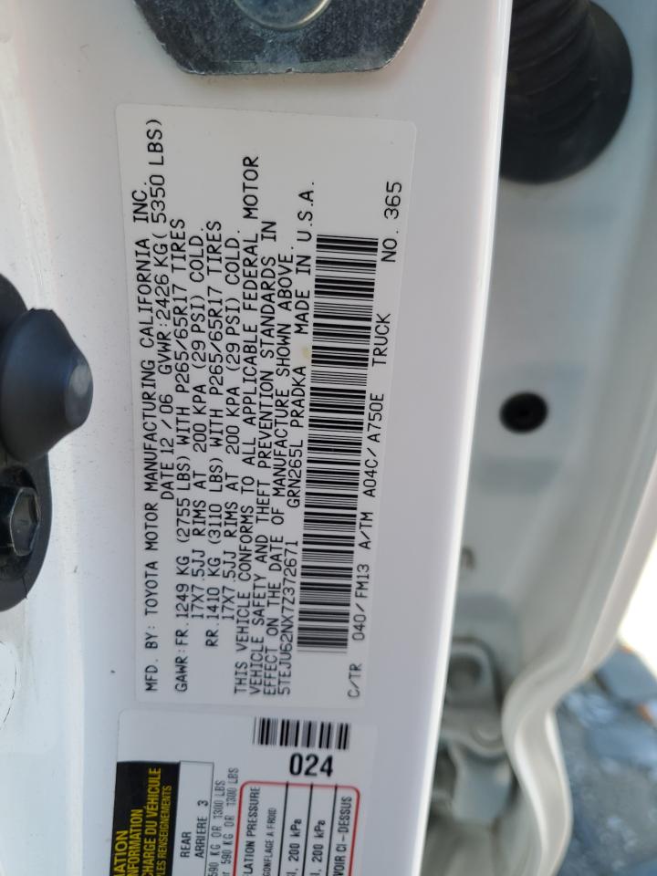 5TEJU62NX7Z372671 2007 Toyota Tacoma Double Cab Prerunner