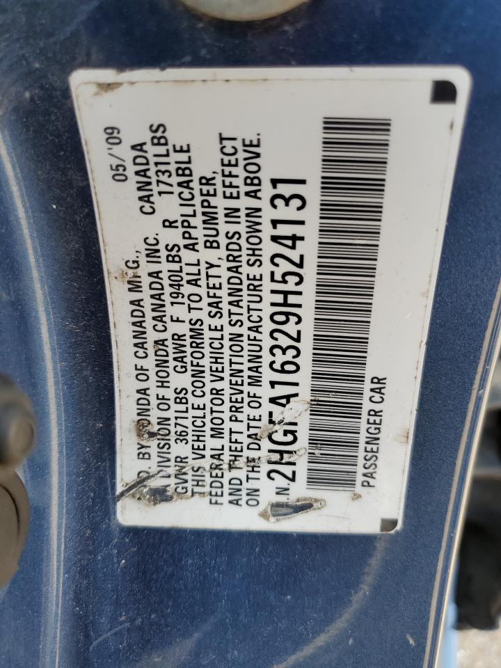 2HGFA16329H524131 2009 Honda Civic Vp