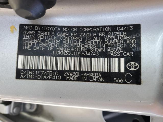 2013 Toyota Prius VIN: JTDKN3DU1D5634743 Lot: 57819844