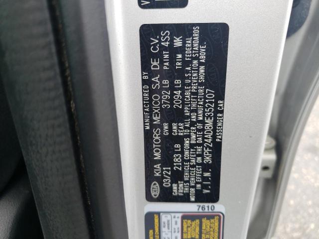 2021 Kia Forte Fe VIN: 3KPF24AD8ME352107 Lot: 57318724