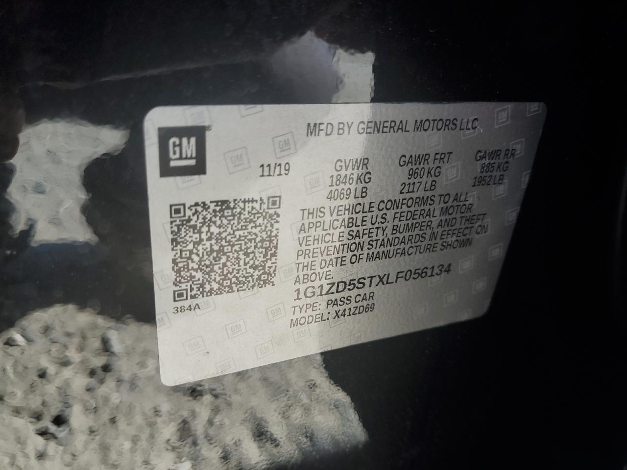 1G1ZD5STXLF056134 2020 Chevrolet Malibu Lt