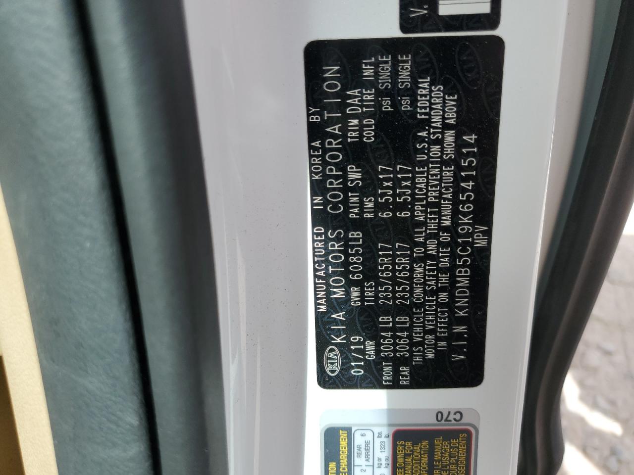 KNDMB5C19K6541514 2019 Kia Sedona Lx