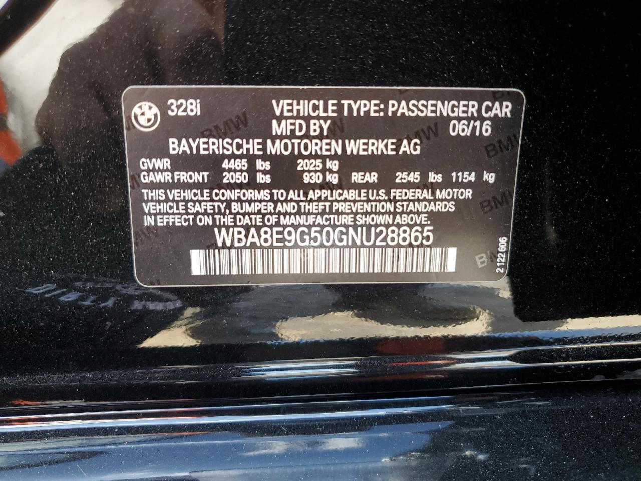 WBA8E9G50GNU28865 2016 BMW 328 I Sulev