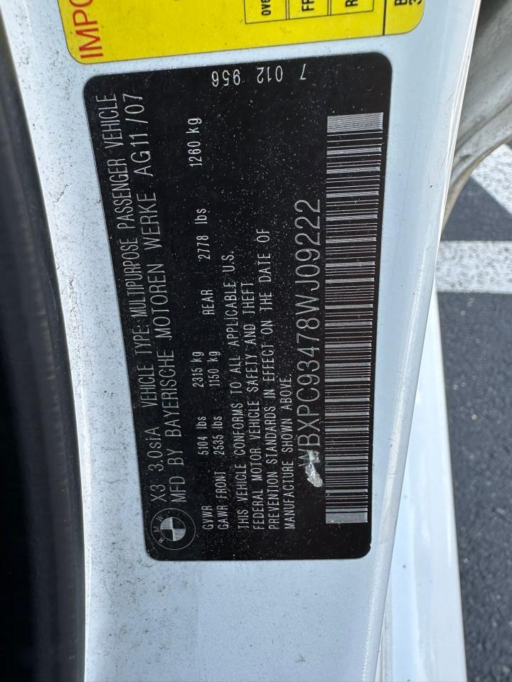 WBXPC93478WJ09222 2008 BMW X3 3.0Si