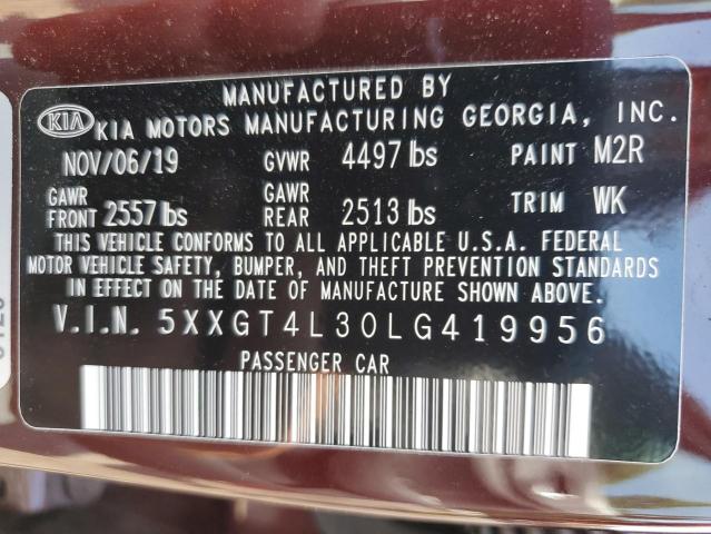 2020 Kia Optima Lx VIN: 5XXGT4L30LG419956 Lot: 58095424