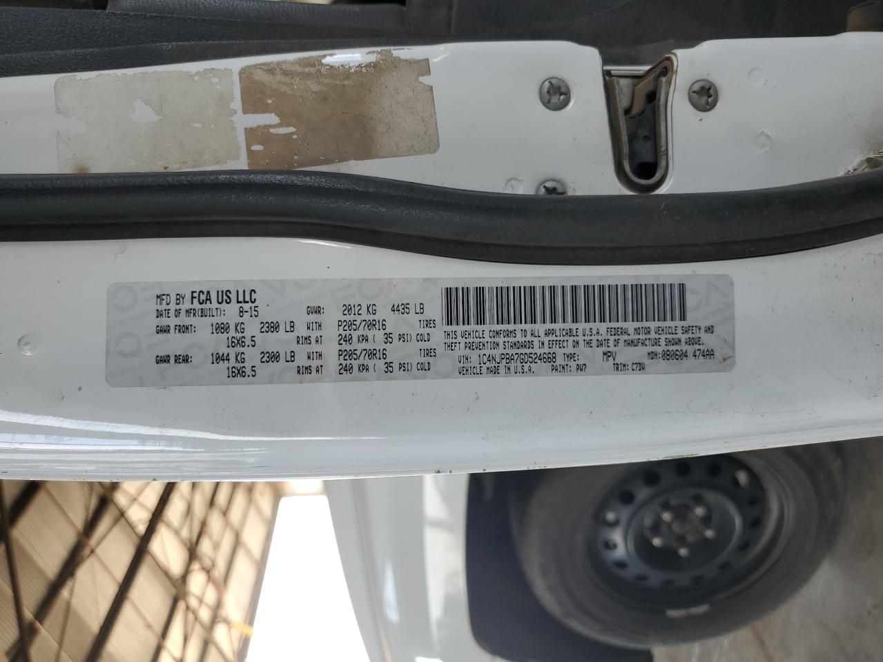 1C4NJPBA7GD524668 2016 Jeep Patriot Sport 1C4NJPBA7GD524668 2016 Jeep Patriot Sport