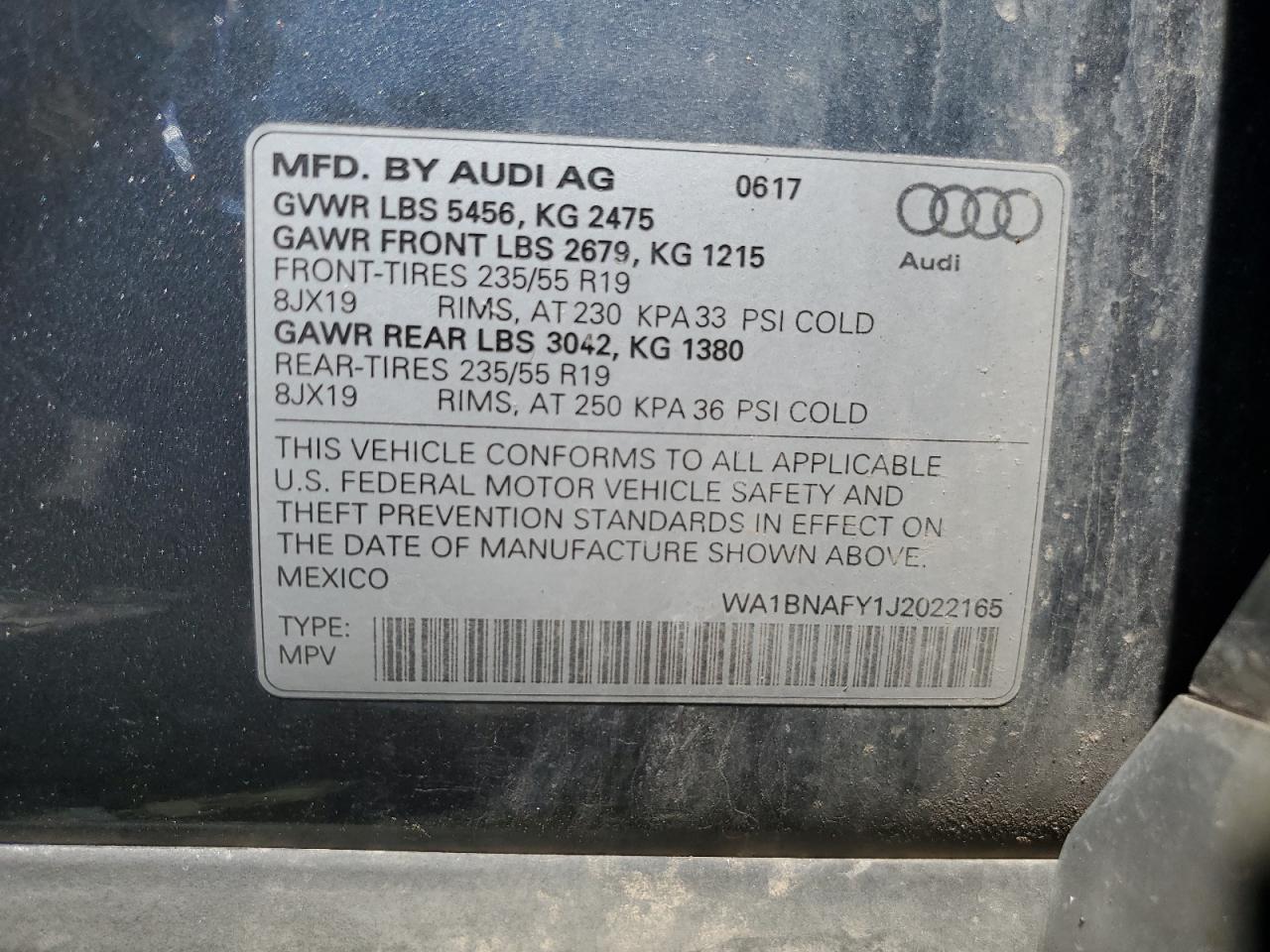 WA1BNAFY1J2022165 2018 Audi Q5 Premium Plus