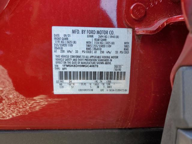 2021 Ford Explorer Xlt VIN: 1FMSK8DH9MGC40870 Lot: 58705354