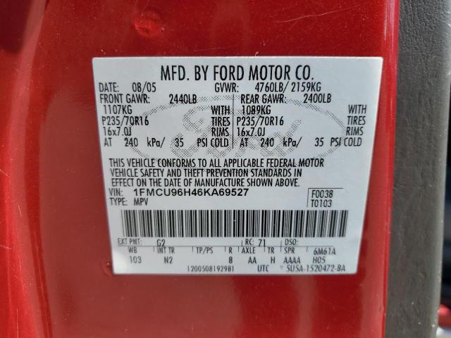 2006 Ford Escape Hev VIN: 1FMCU96H46KA69527 Lot: 60557514