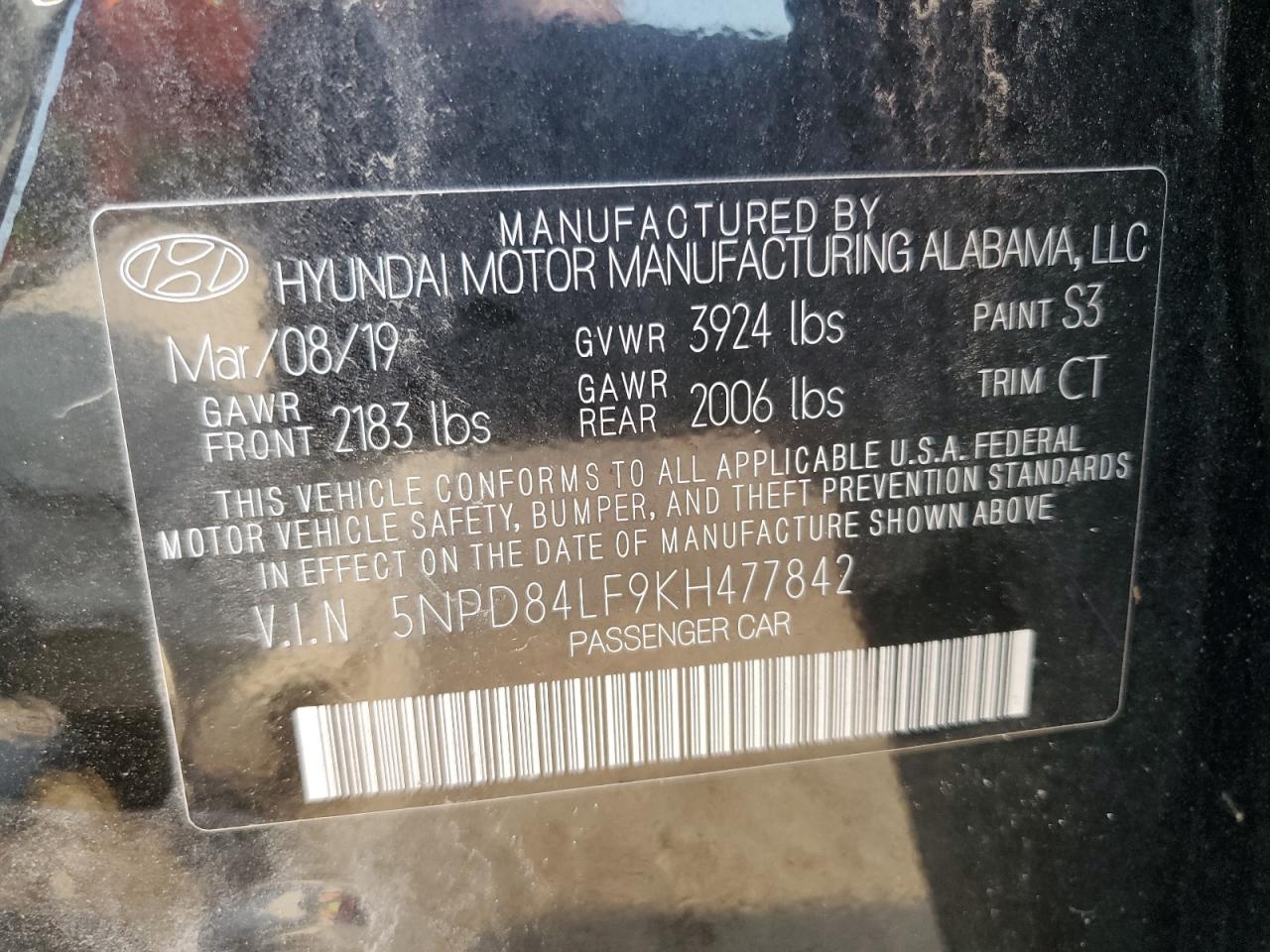 5NPD84LF9KH477842 2019 Hyundai Elantra Sel