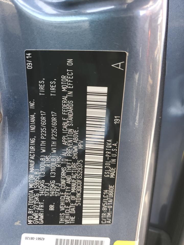 5TDYK3DC0FS529375 2015 Toyota Sienna Xle