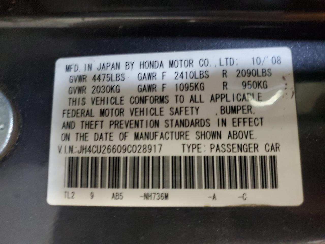 JH4CU26609C028917 2009 Acura Tsx