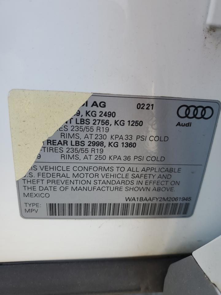 WA1BAAFY2M2061945 2021 Audi Q5 Premium Plus