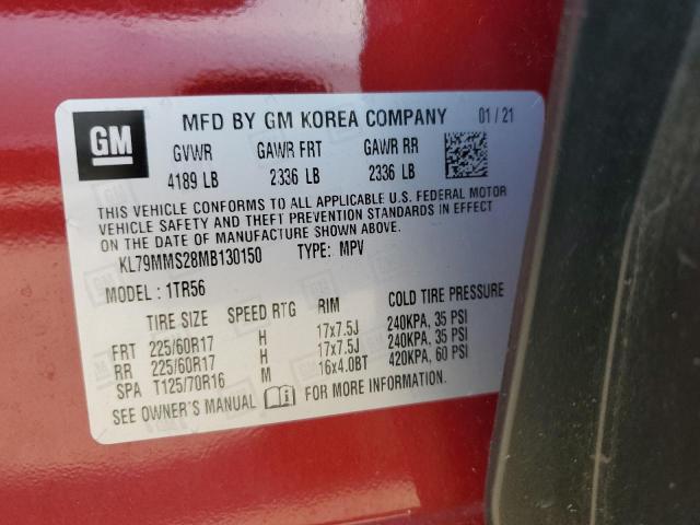 2021 Chevrolet Trailblazer Ls VIN: KL79MMS28MB130150 Lot: 59362944