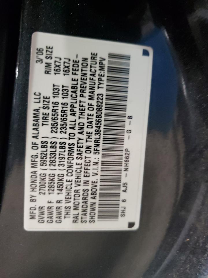 5FNRL38456B088223 2006 Honda Odyssey Ex