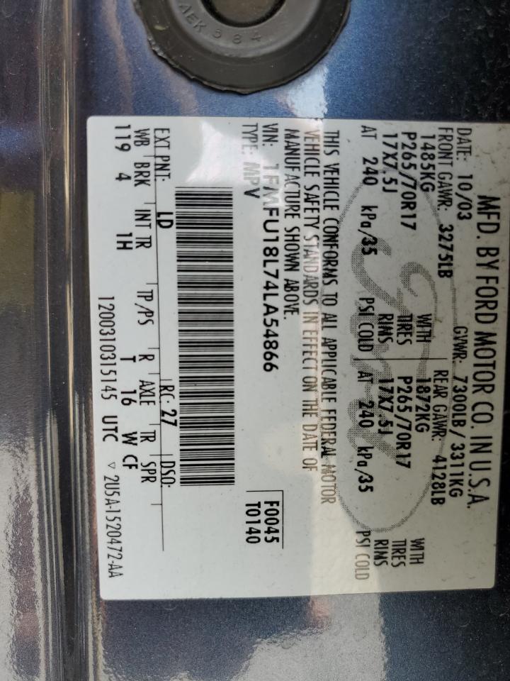 1FMFU18L74LA54866 2004 Ford Expedition Eddie Bauer