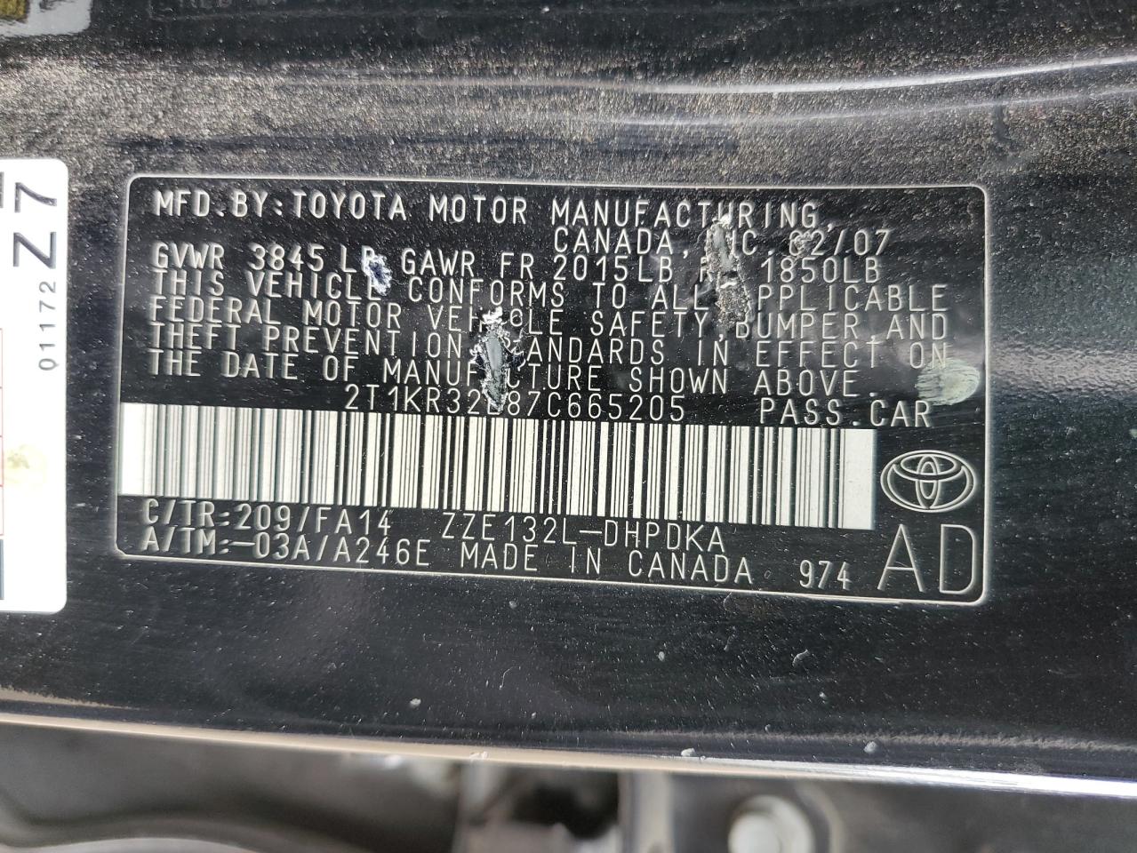 2T1KR32E87C665205 2007 Toyota Corolla Matrix Xr