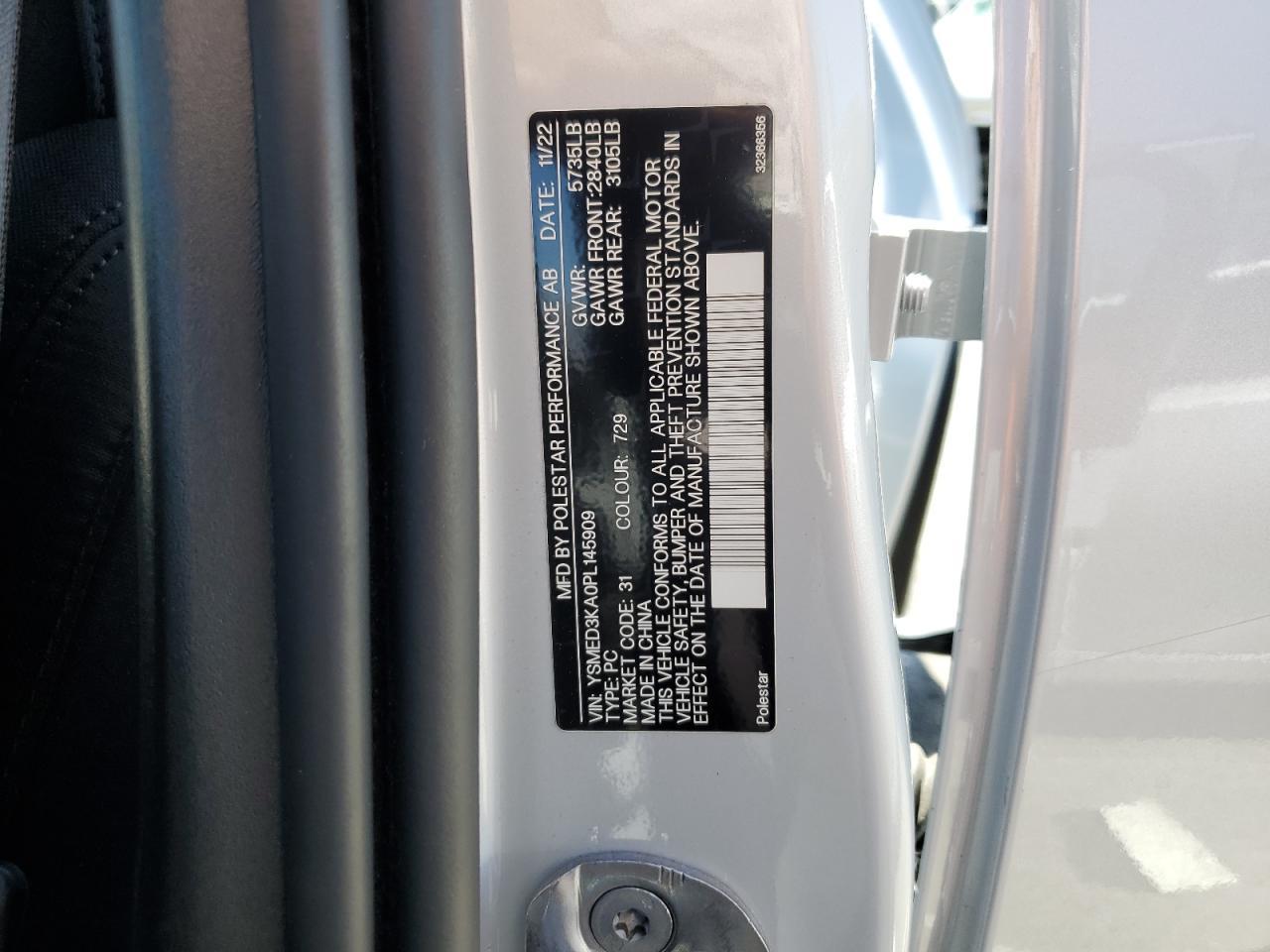 YSMED3KA0PL145909 2023 Polestar 2