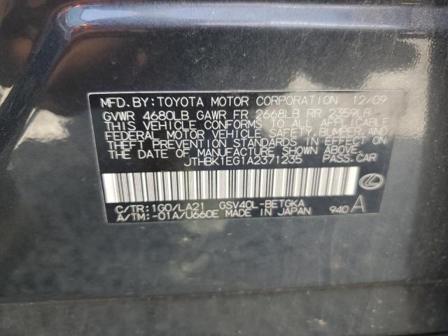 2010 Lexus Es 350 VIN: JTHBK1EG1A2371235 Lot: 59874604