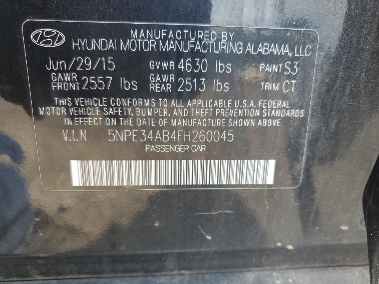 5NPE34AB4FH260045 2015 Hyundai Sonata Sport