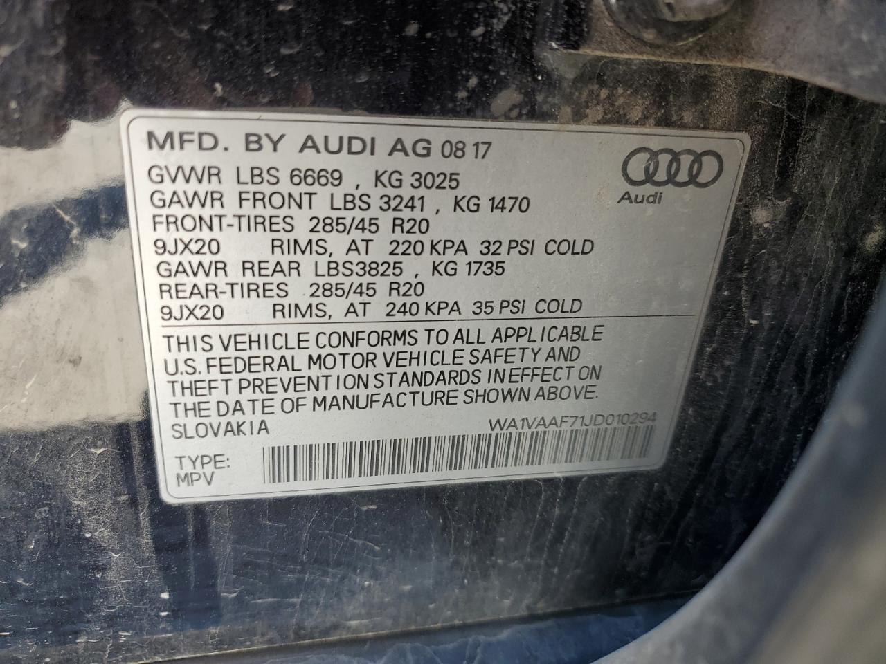 WA1VAAF71JD010294 2018 Audi Q7 Prestige