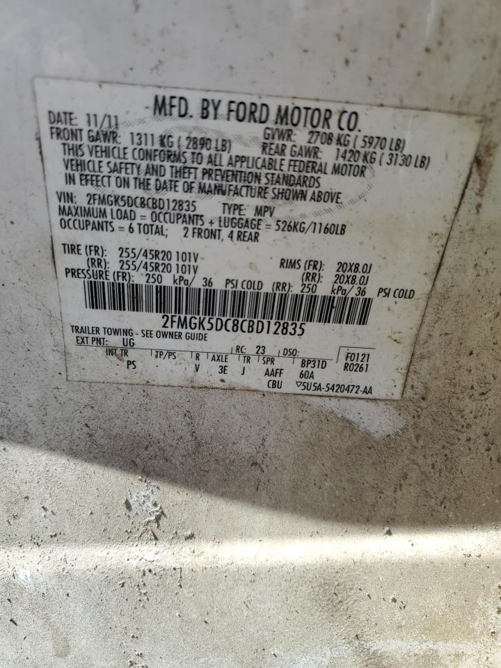 2FMGK5DC8CBD12835 2012 Ford Flex Limited