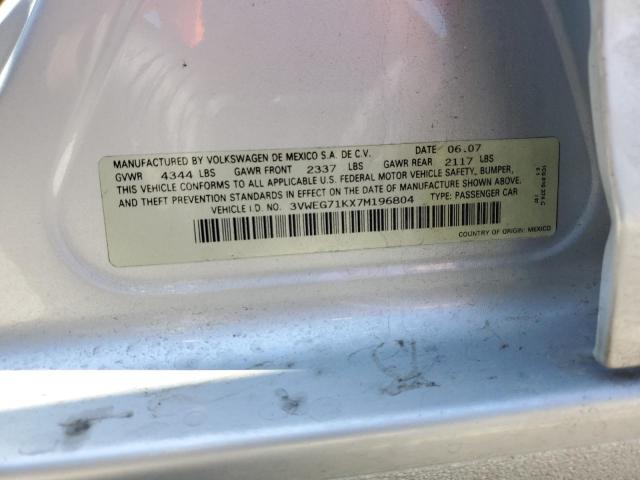 2007 Volkswagen Jetta Wolfsburg VIN: 3VWEG71KX7M196804 Lot: 59791654