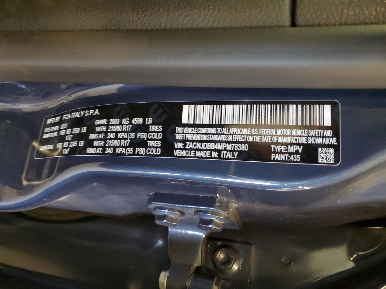 ZACNJDBB4MPM78380 2021 Jeep Renegade Latitude