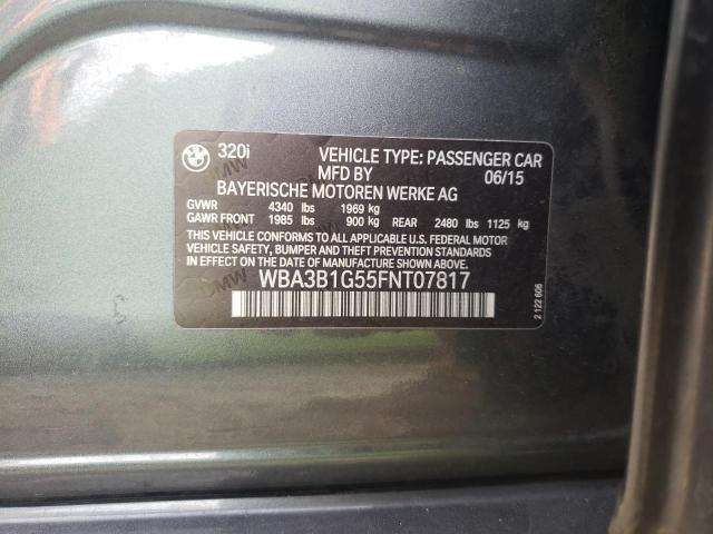 2015 BMW 320 I VIN: WBA3B1G55FNT07817 Lot: 59417564